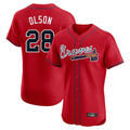 Atlanta Braves #28 Matt Olson Player Red Jereymy Limited Elite Home Game Stitched Jerseys