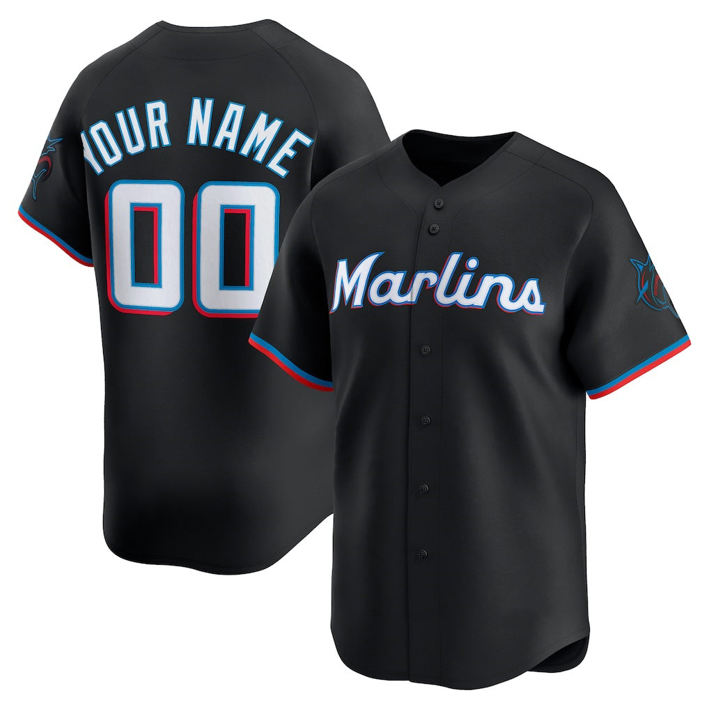 Custom Miami Marlins Black Jereymy Alternate Limited Jersey