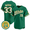 Oakland Athletics #33 JJ Bleday Green Jereymy 2024 Limited With Rickey Henderson Patch Stitched Jersey