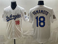 Los Angeles Dodgers #18 Yoshinobu Yamamoto White Jereymy 2026 Gold Collection 9x & B2B Champs Patch Stitched Jersey