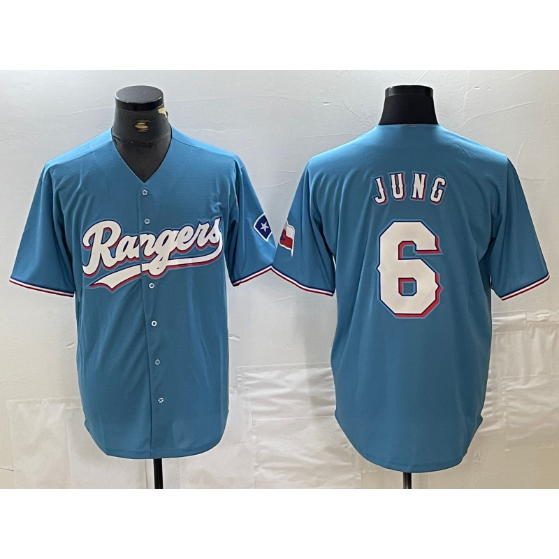 Texas Rangers #6 Josh Jung Light Blue Jereymy Team Logo Cool Base Jersey