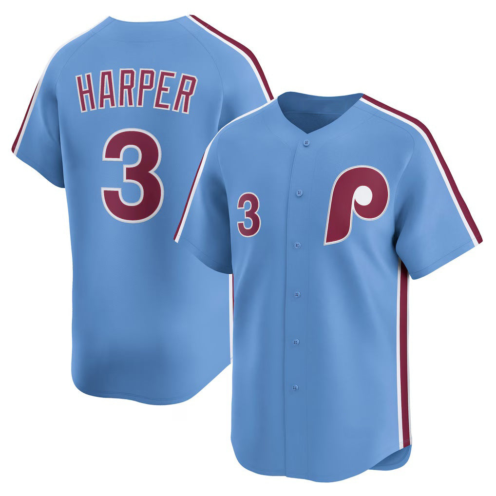 Philadelphia Phillies #3 Bryce Harper Light Blue Jereymy Alternate Limited Player Jersey