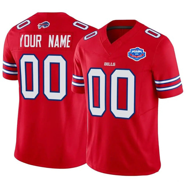 Custom B.Bills Active Player Red Jereymy 2025 F.U.S.E. With Farewell Patch Vapor Untouchable Limited Stitched Jersey