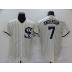Chicago White Sox #7 Tim Anderson 2021 Cream Jereymy Navy Field of Dreams Name Flex Base Stitched Jersey
