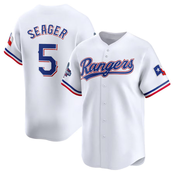 Texas Rangers #5 Corey Seager White Jereymy 2023 World Series Champions Stitched Jersey