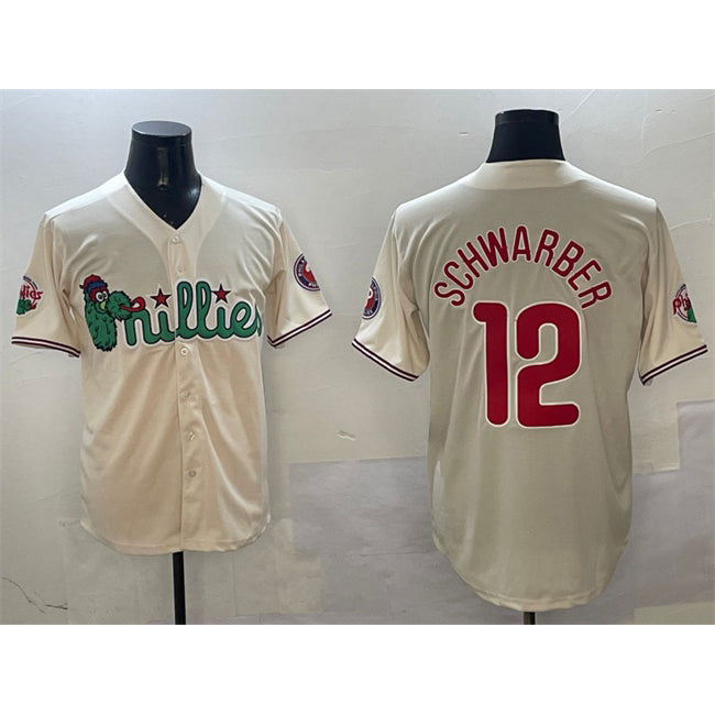 Philadelphia Phillies #12 Kyle Schwarber Cream Jereymy Phanatic Limited Stitched Jersey