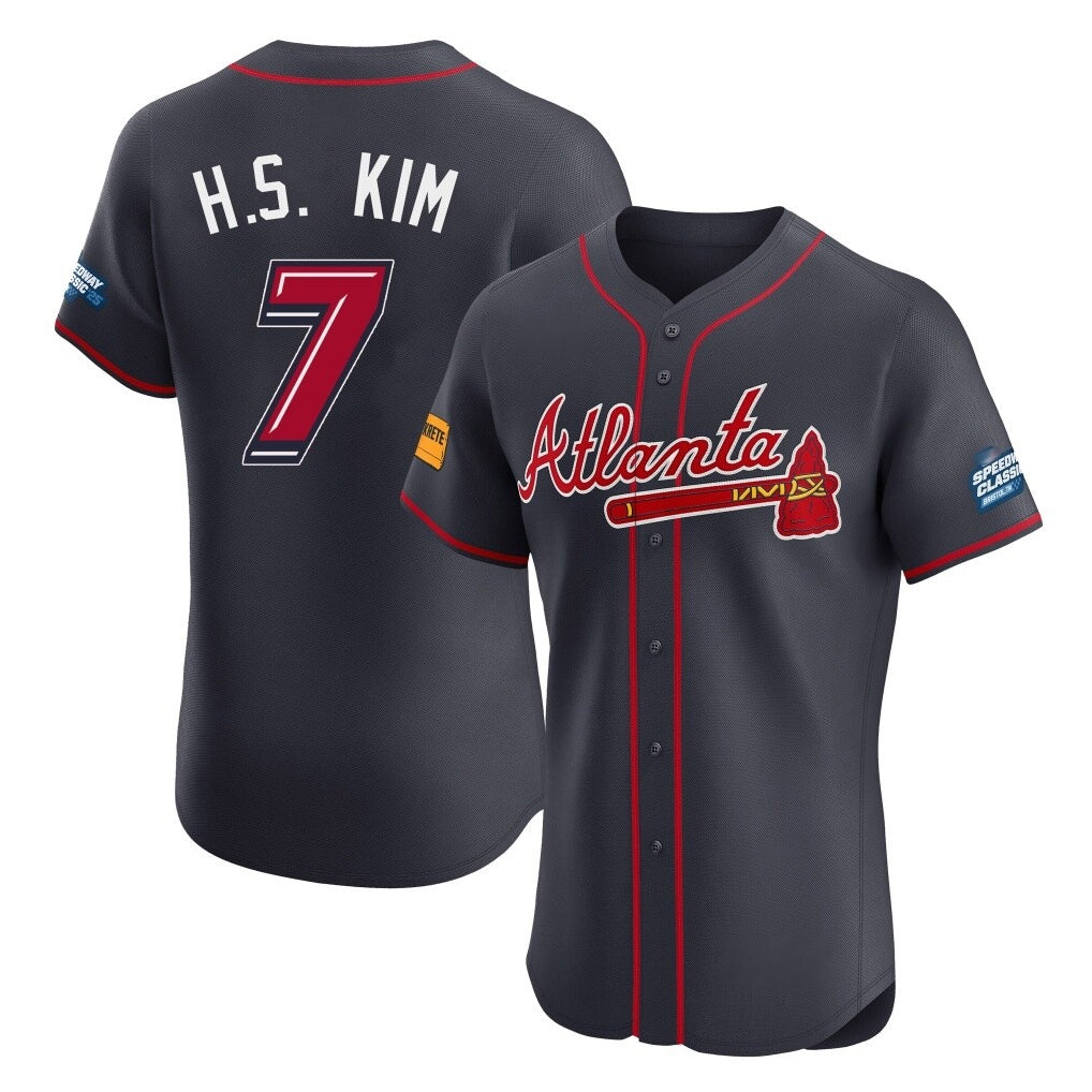 Atlanta Braves #7 Ha-Seong Kim Player Navy Jereymy 2025 Speedway Classic Limited Elite Home Game Stitched Jerseys