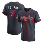 Atlanta Braves #7 Ha-Seong Kim Player Navy Jereymy 2025 Speedway Classic Limited Elite Home Game Stitched Jerseys