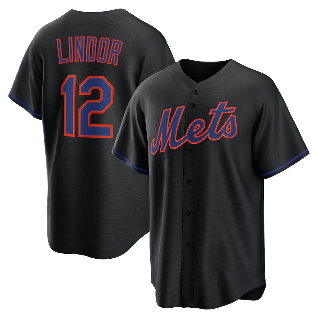 New York Mets #12 Francisco Lindor Black Jereymy Alternate Replica Jersey