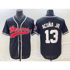 Atlanta Braves #13 Ronald Acuna Jr Black Jereymy Cool Base Stitched Jersey 2