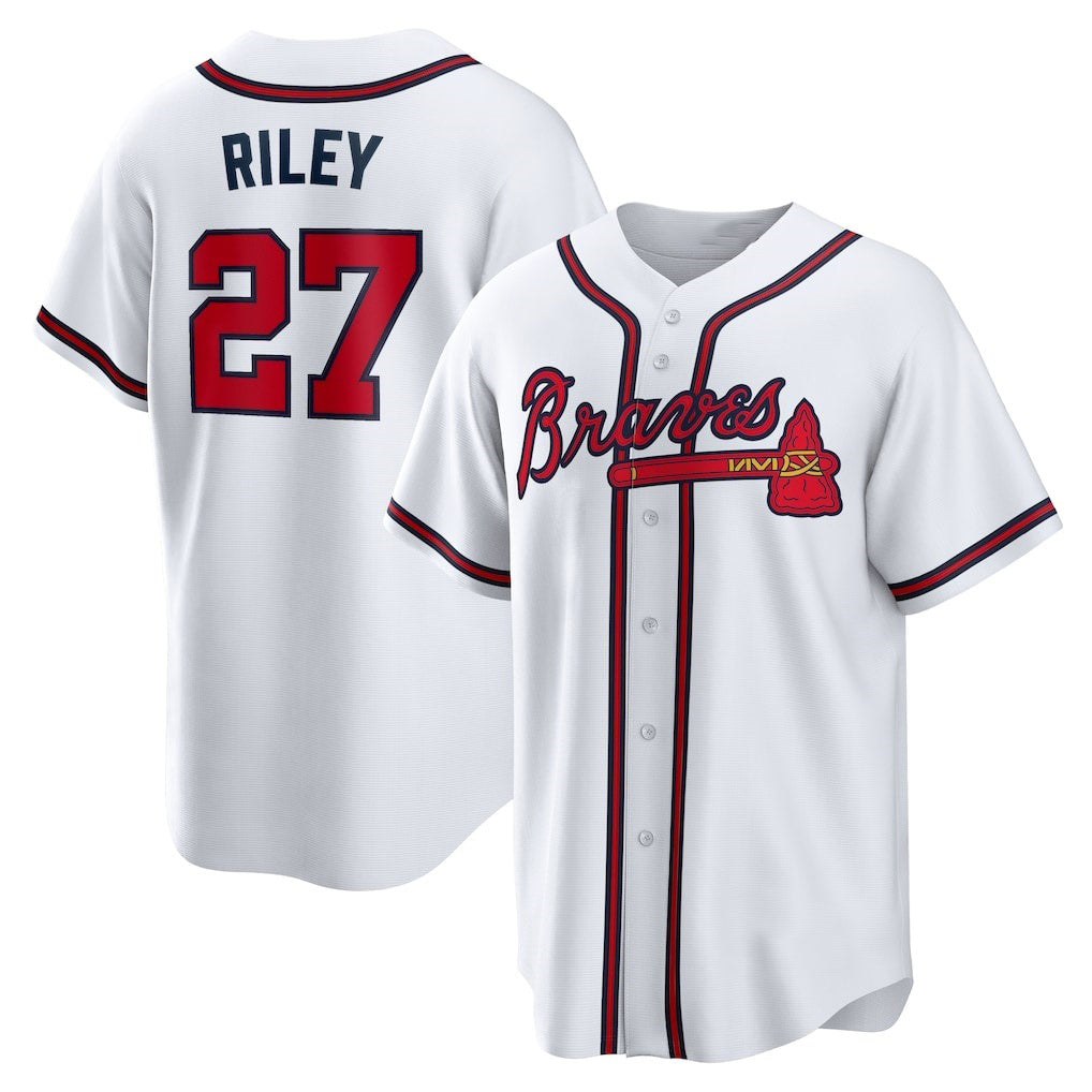 Atlanta Braves #27 Austin Riley White Jereymy Home Replica Player Jersey