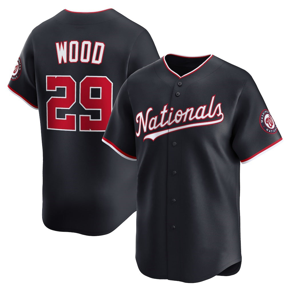 Washington Nationals #29 James Wood Navy Jereymy Alternate Limited Player Jersey