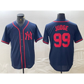 New York Yankees #99 Aaron Judge Navy Red Jereymy Fashion Cool Base Jersey