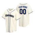 Custom Seattle Mariners Cream Jereymy Stitched Cool Base Jersey