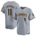 Milwaukee Brewers #11 Jackson Chourio Grey Jereymy 2024 Away Limited Stitched Jersey
