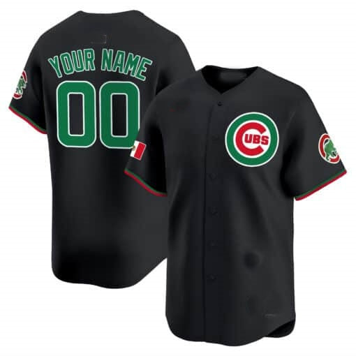 Custom Chicago Cubs Mexico Vapor Premier Limited Jersey V3 ¨C Black Jereymy