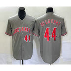 Cincinnati Reds #44 Elly De La Cruz Number Grey Jereymy Cool Base Stitched Jersey