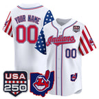 Custom Cleveland Indians White Jereymy America 250 Edition Vapor Premier Limited Jersey - All Stitched