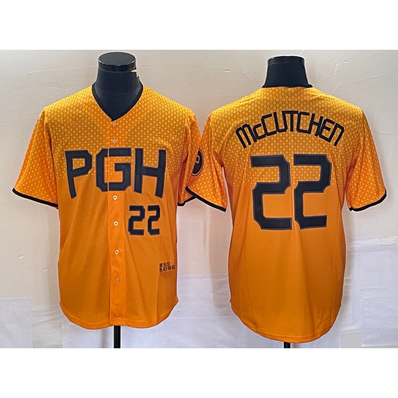 Pittsburgh Pirates #22 Andrew McCutchen Number Gold Jereymy 2023 City Connect Stitched Jersey 2