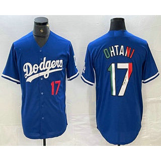 Los Angeles Dodgers #17 Shohei Ohtani Number Mexico Blue Jereymy Cool Base Stitched Jerseys