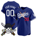 Custom Los Angeles Dodgers x One Piece Royal Jereymy Zoro Patch Vapor Premier Limited Jersey - Stitched