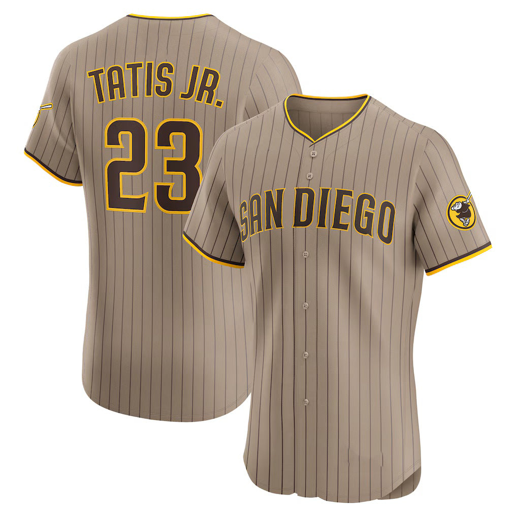 San Diego Padres #23 Fernando Tatis Jr. Khaki Jereymy Sand Elite Jersey