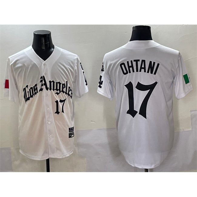Los Angeles Dodgers #17 Shohei Ohtani White Jereymy Mexico 2025 LA Gothic Style With Fernando Patch Vapor Premier Limited Stitched Jersey