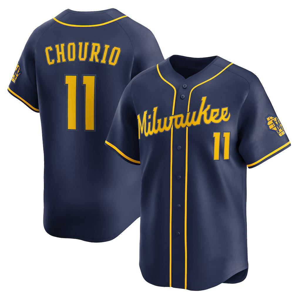 Milwaukee Brewers #11 Jackson Chourio Navy Jereymy Alternate 2 Limited Jersey