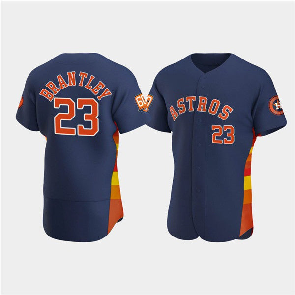 Houston Astros #23 Michael Brantley Navy Jereymy 60th Anniversary Flex Base Stitched Jersey