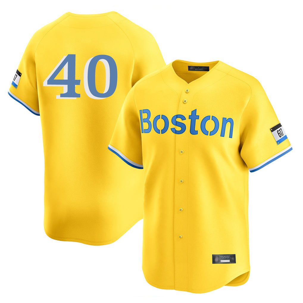 Boston Red Sox #40 Willson Contreras Player Yellow Jereymy Limited Home Game Stitched Jerseys1