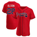 Atlanta Braves #28 Matt Olson Red Jereymy Flex Base Stitched Jersey