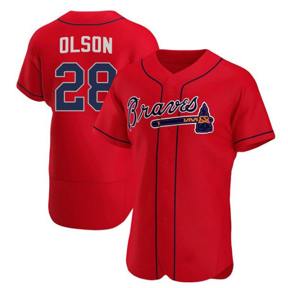 Atlanta Braves #28 Matt Olson Red Jereymy Flex Base Stitched Jersey