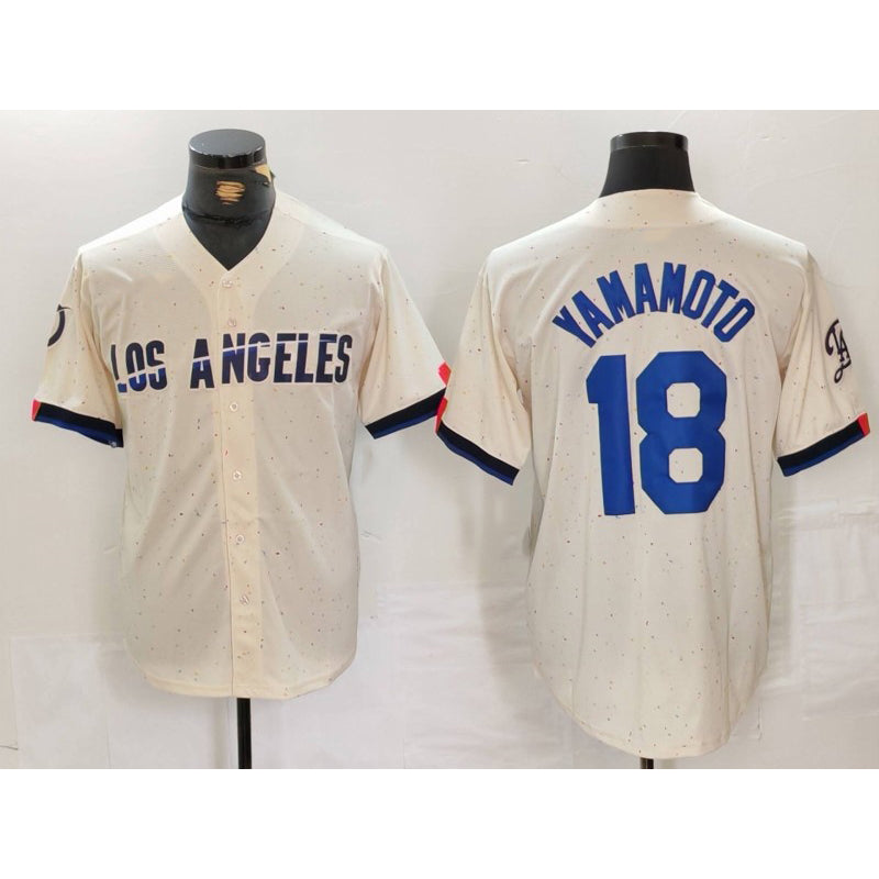 Los Angeles Dodgers #18 Yoshinobu Yamamoto Cream Jereymy 2024 City Connect Limited Stitched Jersey