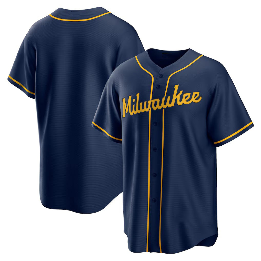 Milwaukee Brewers Navy Jereymy Alternate Replica Team Jersey