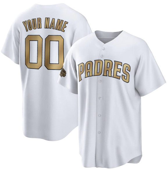 Custom San Diego Padres Active Player White Jereymy 2022 All-Star Cool Base Stitched Jersey