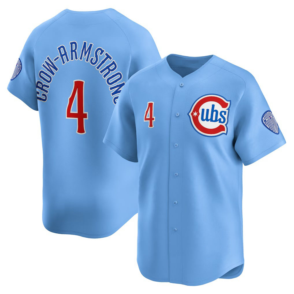Chicago Cubs #4 Pete Crow-Armstrong Light Blue Jereymy Alternate Limited Player Jersey