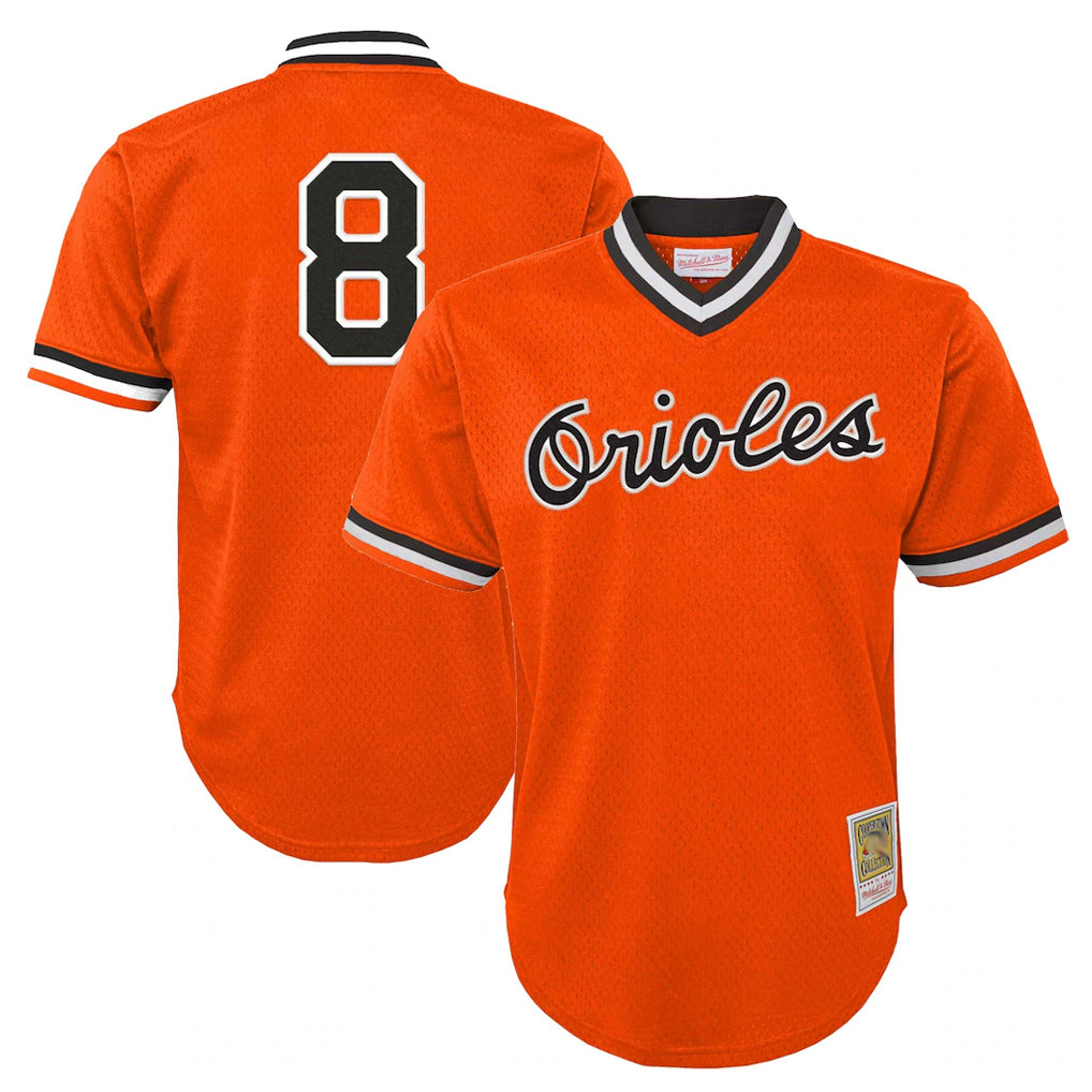 Baltimore Orioles #8 Cal Ripken Player Orange Jereymy Mitchell & Ness Cooperstown Collection Mesh T-shirt Game Stitched Jerseys