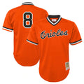 Baltimore Orioles #8 Cal Ripken Player Orange Jereymy Mitchell & Ness Cooperstown Collection Mesh T-shirt Game Stitched Jerseys