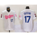 Los Angeles Dodgers #17 Shohei Ohtani White Pink Jereymy Vin & Kobe Patch Stitched Jersey1