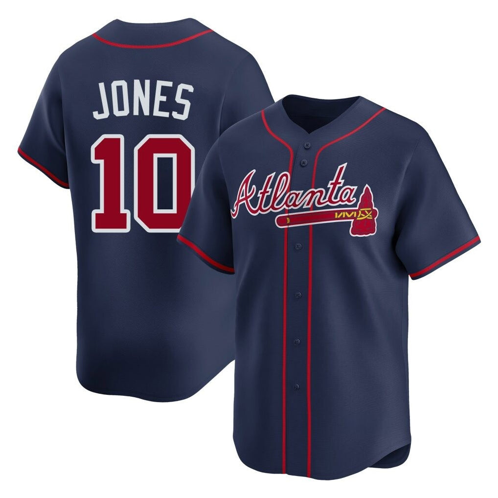 Atlanta Braves #10 Chipper Jones Player Navy Jereymy Limited Home Game Stitched Jerseys