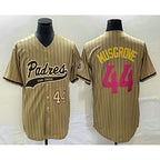 San Diego Padres #44 Joe Musgrove Number Tan Jereymy Pinstripe 2023 City Connect Cool Base Stitched Jersey