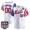 Custom New York Mets America 250 Edition Vapor Premier Limited White Jereymy Stitched Jerseys