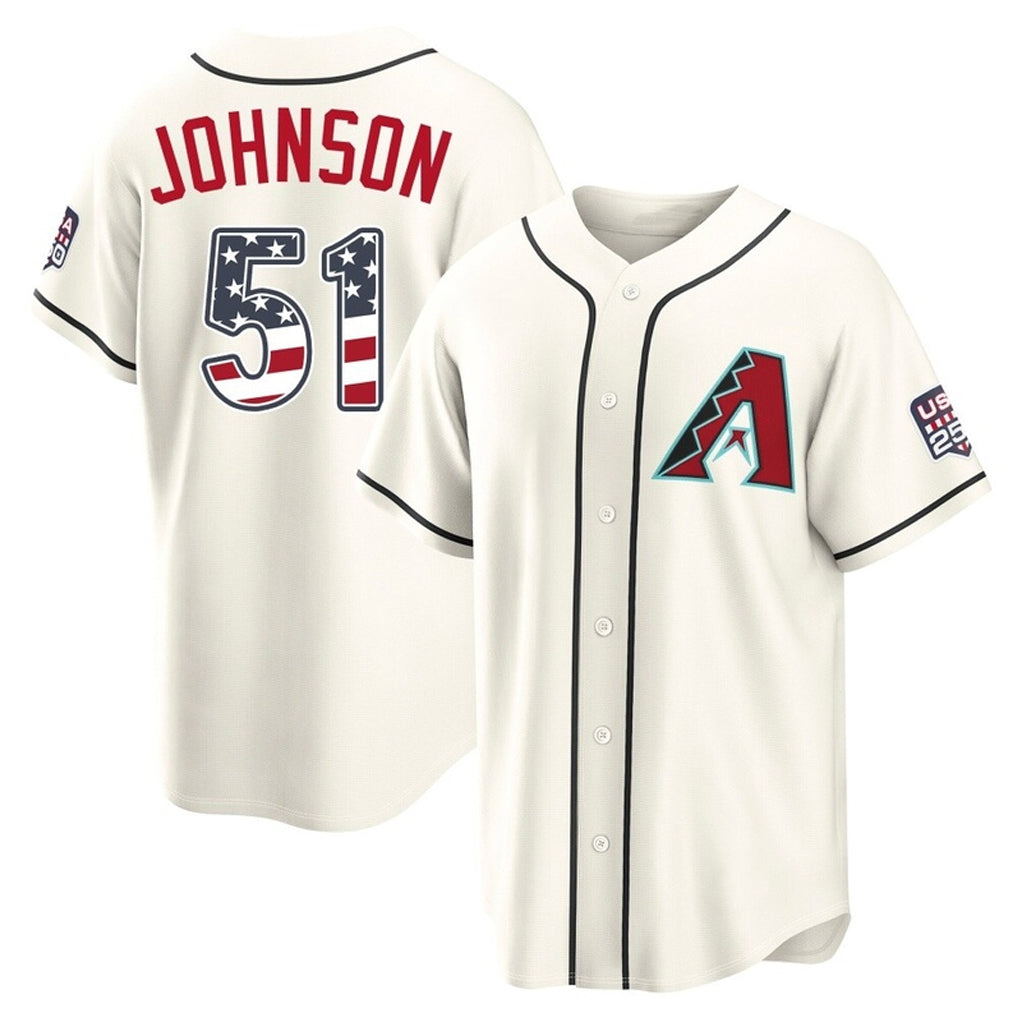 Arizona Diamondbacks #51 Randy Johnson Player Cream Jereymy USA 250 Fourth of July Home Game Stitched Jerseys