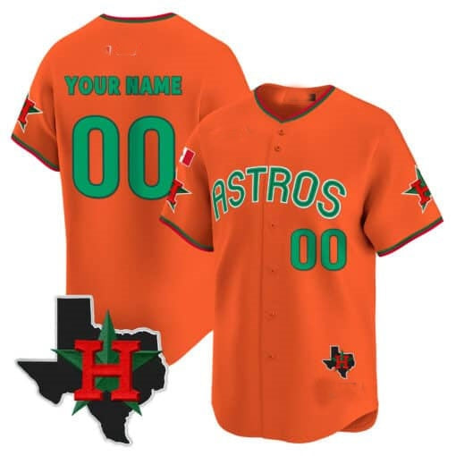 Custom Houston Astros Mexico Texas Patch Vapor Premier Limited Jersey V3 ¨C Orange Jereymy