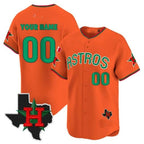 Custom Houston Astros Mexico Texas Patch Vapor Premier Limited Jersey V3 ¨C Orange Jereymy