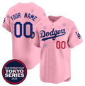 Custom Los Angeles Dodgers Active Player Pink Jereymy 2025 Tokyo Series Limited Stitched Jersey