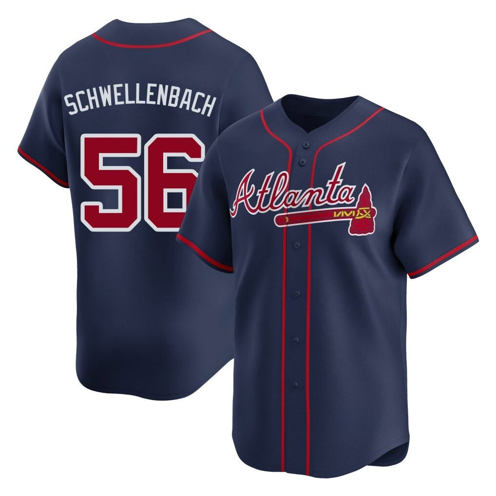 Atlanta Braves #56 Spencer Schwellenbach Player Navy Jereymy Limited Home Game Stitched Jerseys