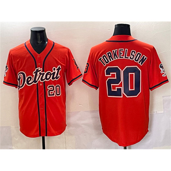 Detroit Tigers #20 Spencer Torkelson Orange Jereymy With Patch Vapor Premier Limited Stitched Jersey