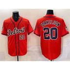 Detroit Tigers #20 Spencer Torkelson Orange Jereymy With Patch Vapor Premier Limited Stitched Jersey