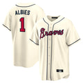 Atlanta Braves #1 Ozzie Albies Player Cream Jereymy Home Game Stitched Jerseys